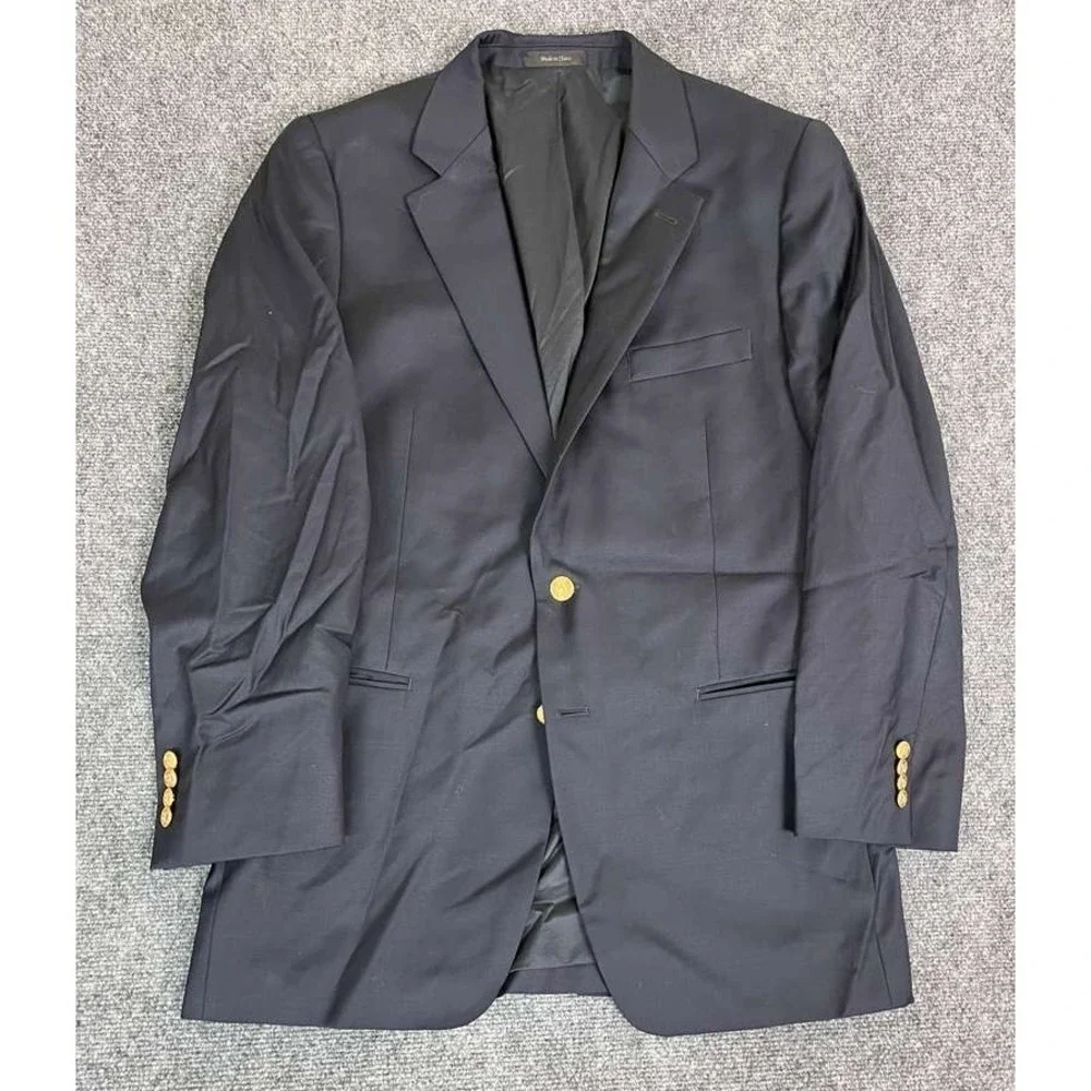RALPH LAUREN LRL Lord‎ & Taylor Men's 41R Navy Blue Gold Button Blazer Jacket